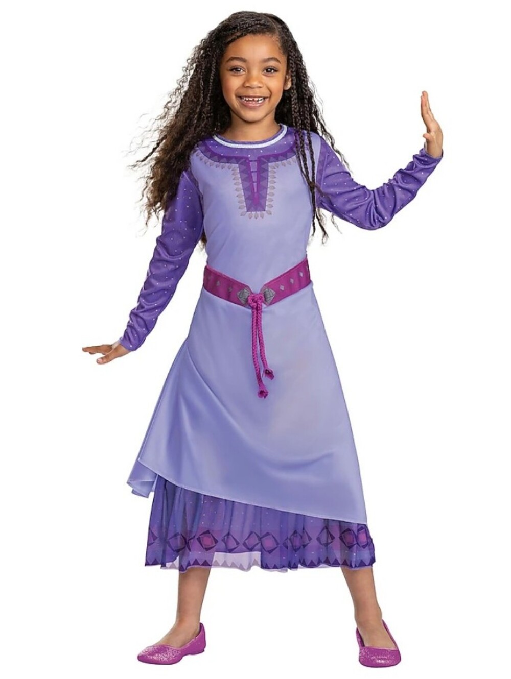 Disney Wish Asha Costume Dress Girls M 8/10 Purple Long Sleeve Halloween Dress